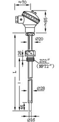 煙道、風道熱電偶